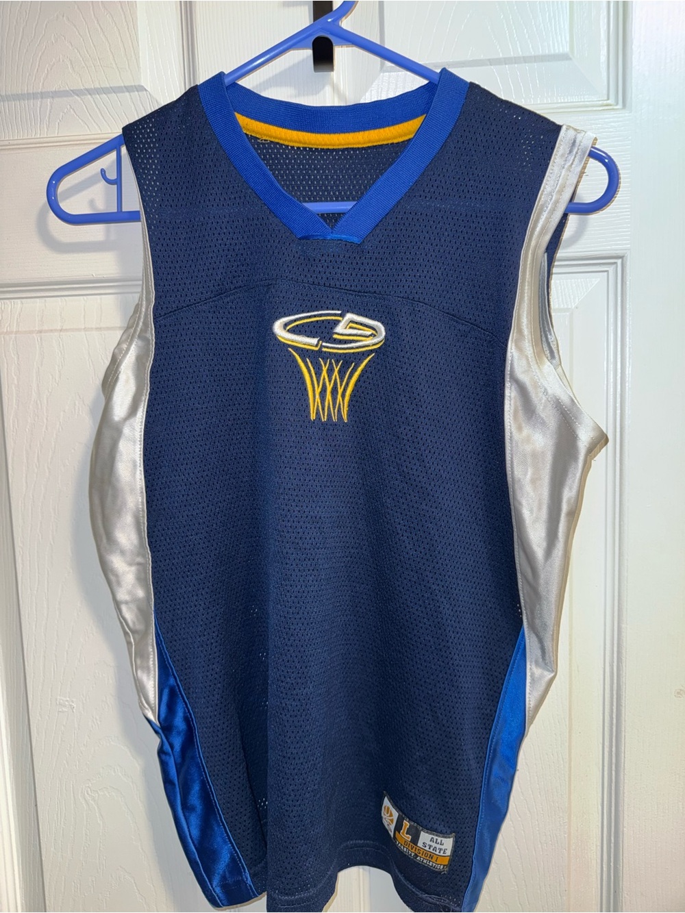 Kids Navy Blue Basketball Jersey with Silver Panels